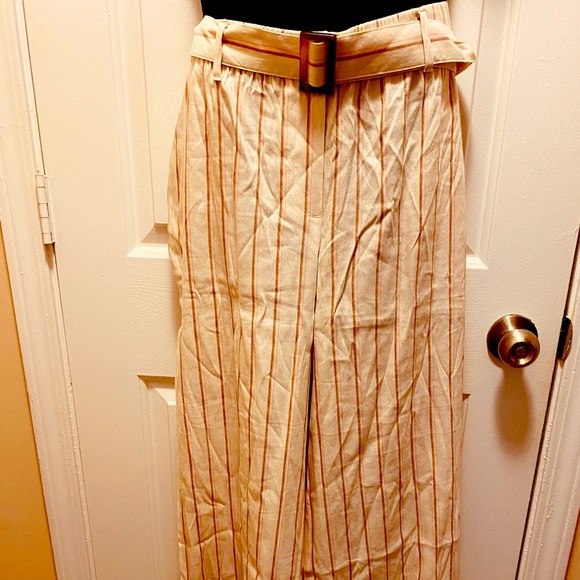 J. Jill Pants - J. Jill Linen Comfy Stretch Striped Peach Pants Size Large